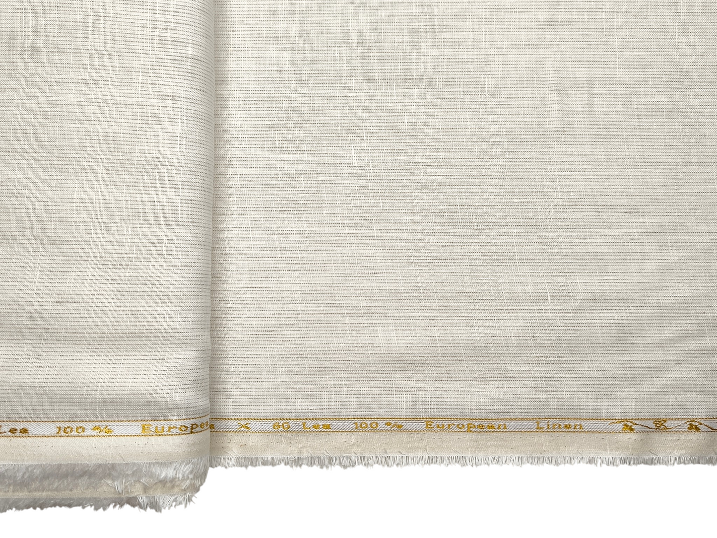 100% Pure Linen 60 LEA Shirting Fabric (Natural, Microstripes)