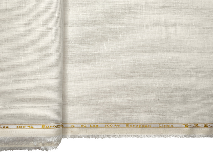 100% Pure Linen 60 LEA Shirting Fabric (Natural, Microstripes)
