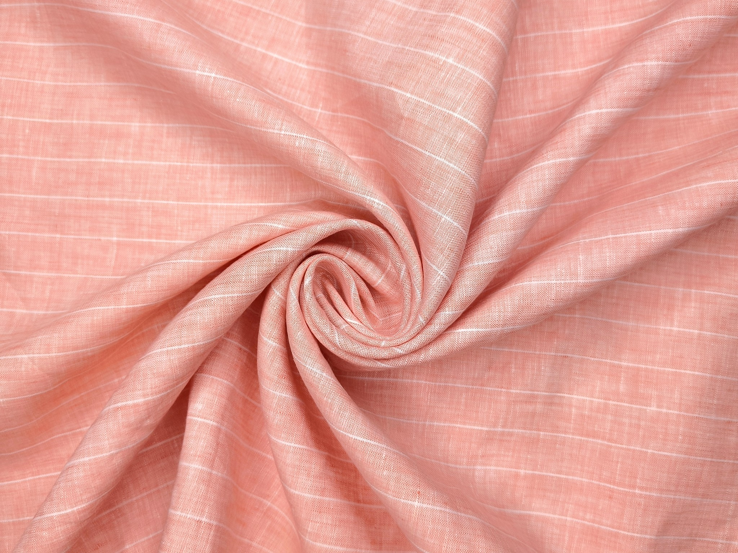 100% Pure Linen 60 LEA Shirting Fabric (Peach, Stripes)
