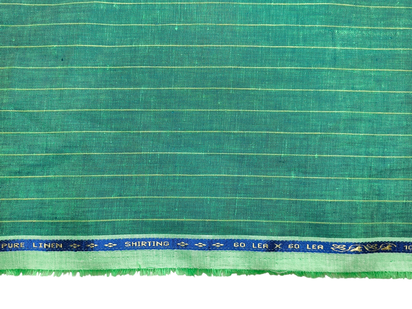 100% Pure Linen 60 LEA Shirting Fabric (Green, Vibrant Stripes)