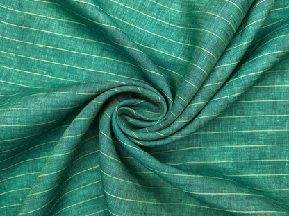 100% Pure Linen 60 LEA Shirting Fabric (Green, Vibrant Stripes)