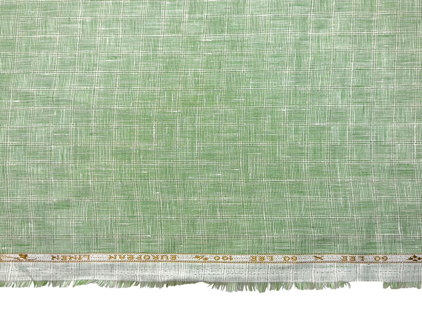 100% Pure Linen 60 LEA Shirting Fabric (Subtle Green, Patterned Checks)