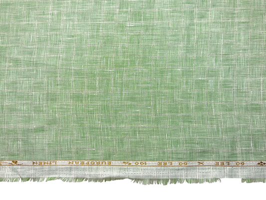 100% Pure Linen 60 LEA Shirting Fabric (Subtle Green, Patterned Checks)