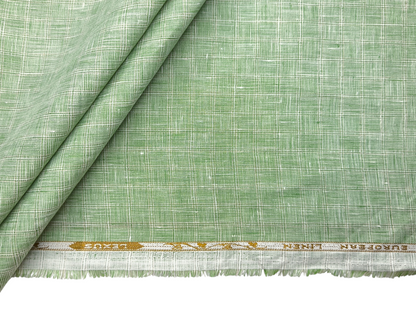 100% Pure Linen 60 LEA Shirting Fabric (Subtle Green, Patterned Checks)
