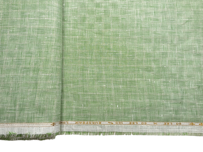100% Pure Linen 60 LEA Shirting Fabric (Subtle Green, Patterned Checks)