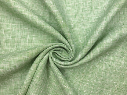 100% Pure Linen 60 LEA Shirting Fabric (Subtle Green, Patterned Checks)