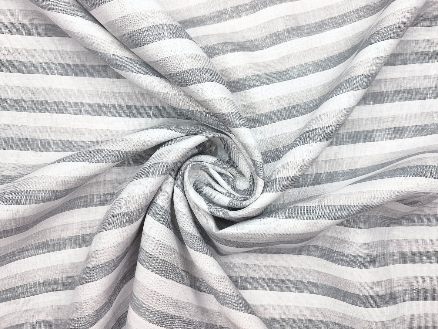 100% Pure Linen 60 LEA Shirting Fabric (Grey & White, Multistripes)
