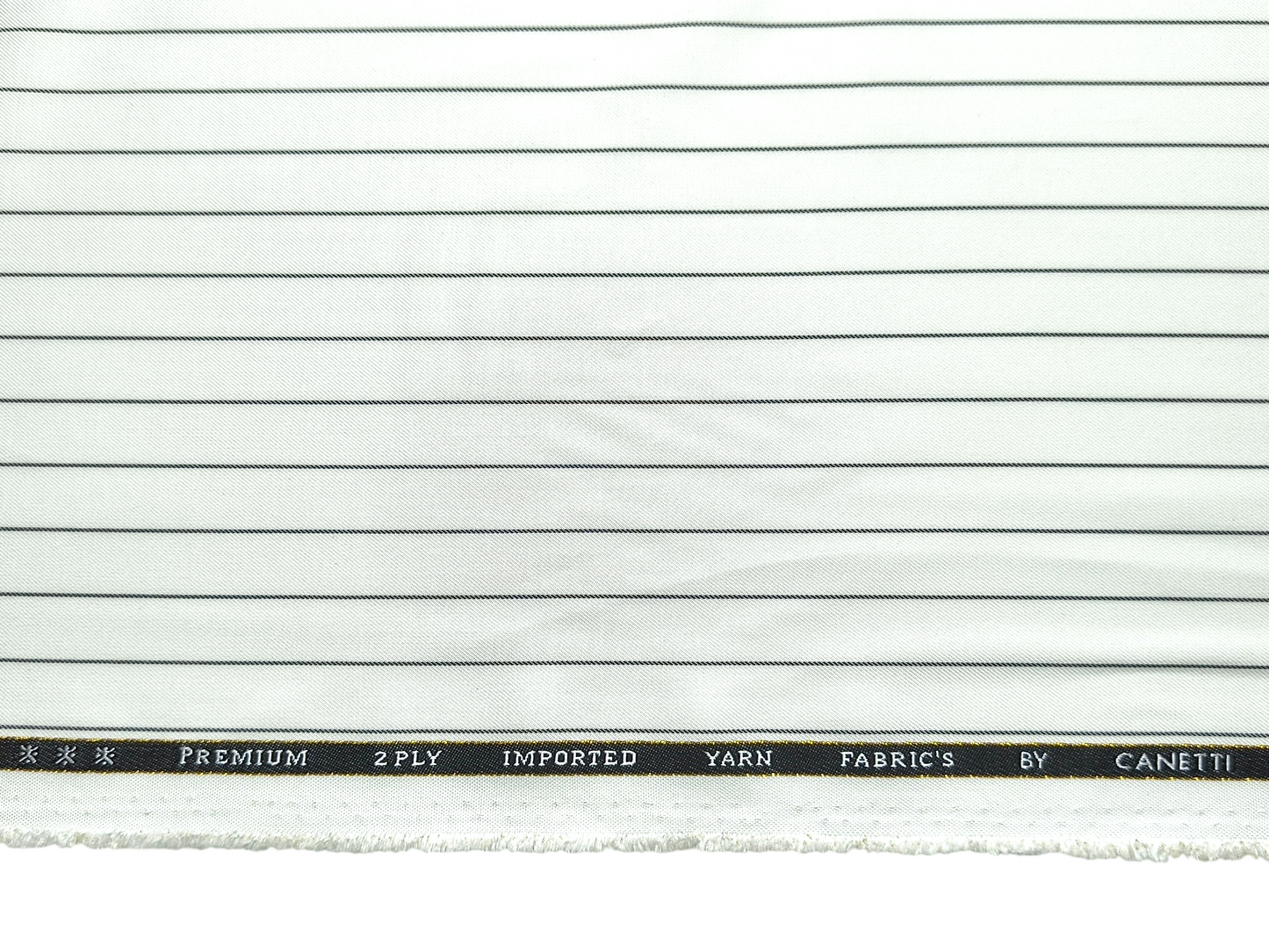Canetti Italy Premium TR Suiting Fabric (White, Pinstripes)