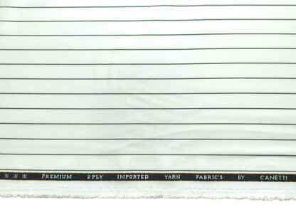 Canetti Italy Premium TR Suiting Fabric (White, Pinstripes)