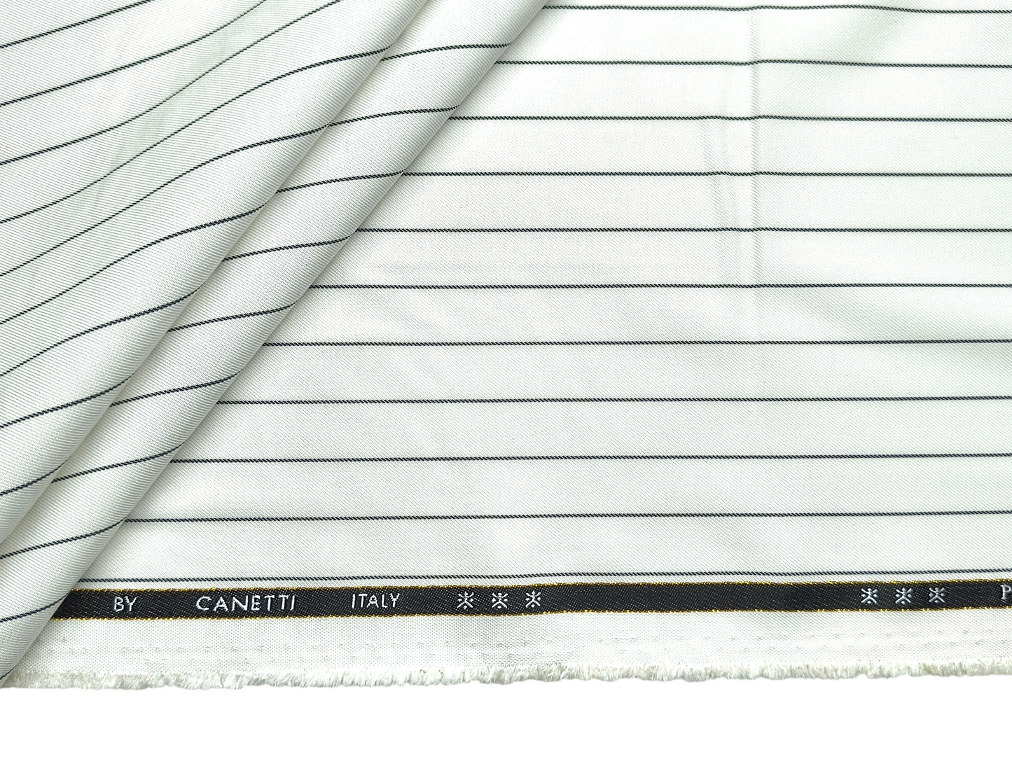 Canetti Italy Premium TR Suiting Fabric (White, Pinstripes)