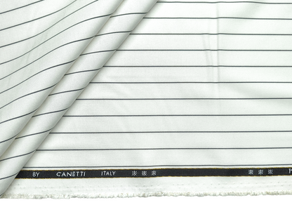 Canetti Italy Premium TR Suiting Fabric (White, Pinstripes)