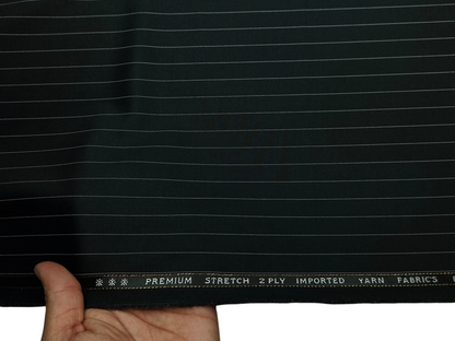 Canetti Italy Premium TR Stretched Suiting Fabric (Dark Bottle Green, Pinstripes)