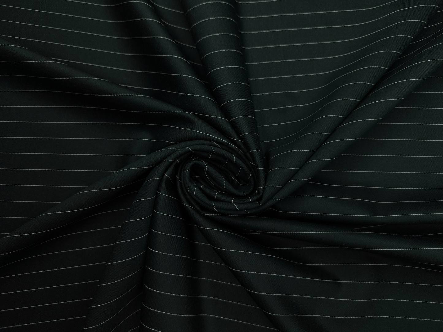 Canetti Italy Premium TR Stretched Suiting Fabric (Dark Bottle Green, Pinstripes)