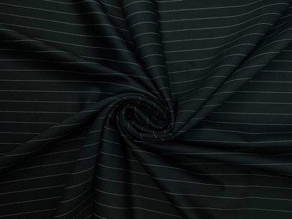 Canetti Italy Premium TR Stretched Suiting Fabric (Dark Bottle Green, Pinstripes)