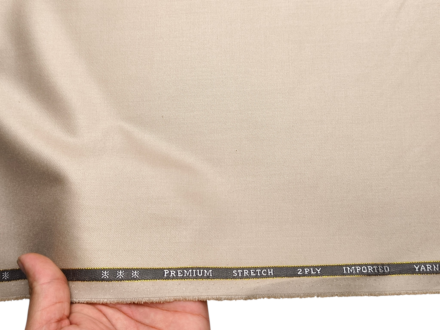 Canetti Italy Premium TR Stretched Suiting Fabric (Cream Beige , Plain)