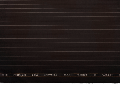 Canetti Italy Premium TR Suiting Fabric (Dark Brown, Pinstripes)