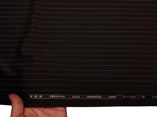 Canetti Italy Premium TR Suiting Fabric (Dark Brown, Pinstripes)