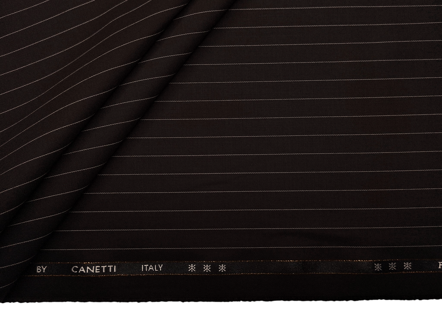 Canetti Italy Premium TR Suiting Fabric (Dark Brown, Pinstripes)