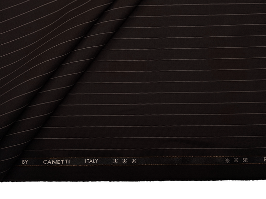 Canetti Italy Premium TR Suiting Fabric (Dark Brown, Pinstripes)