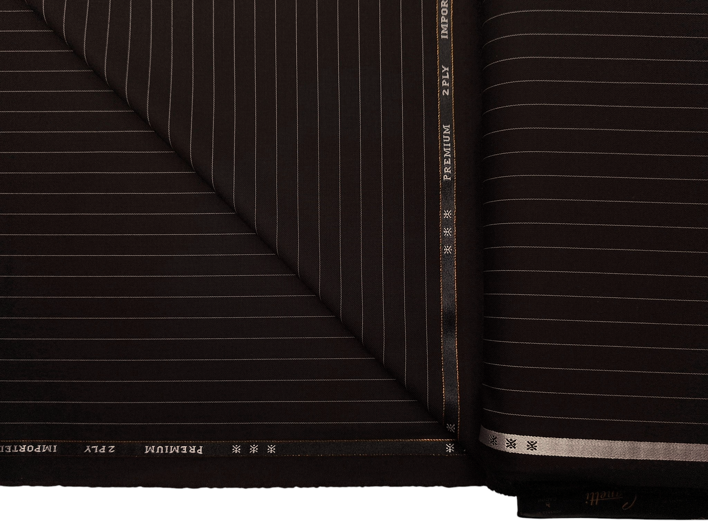 Canetti Italy Premium TR Suiting Fabric (Dark Brown, Pinstripes)