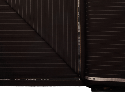 Canetti Italy Premium TR Suiting Fabric (Dark Brown, Pinstripes)