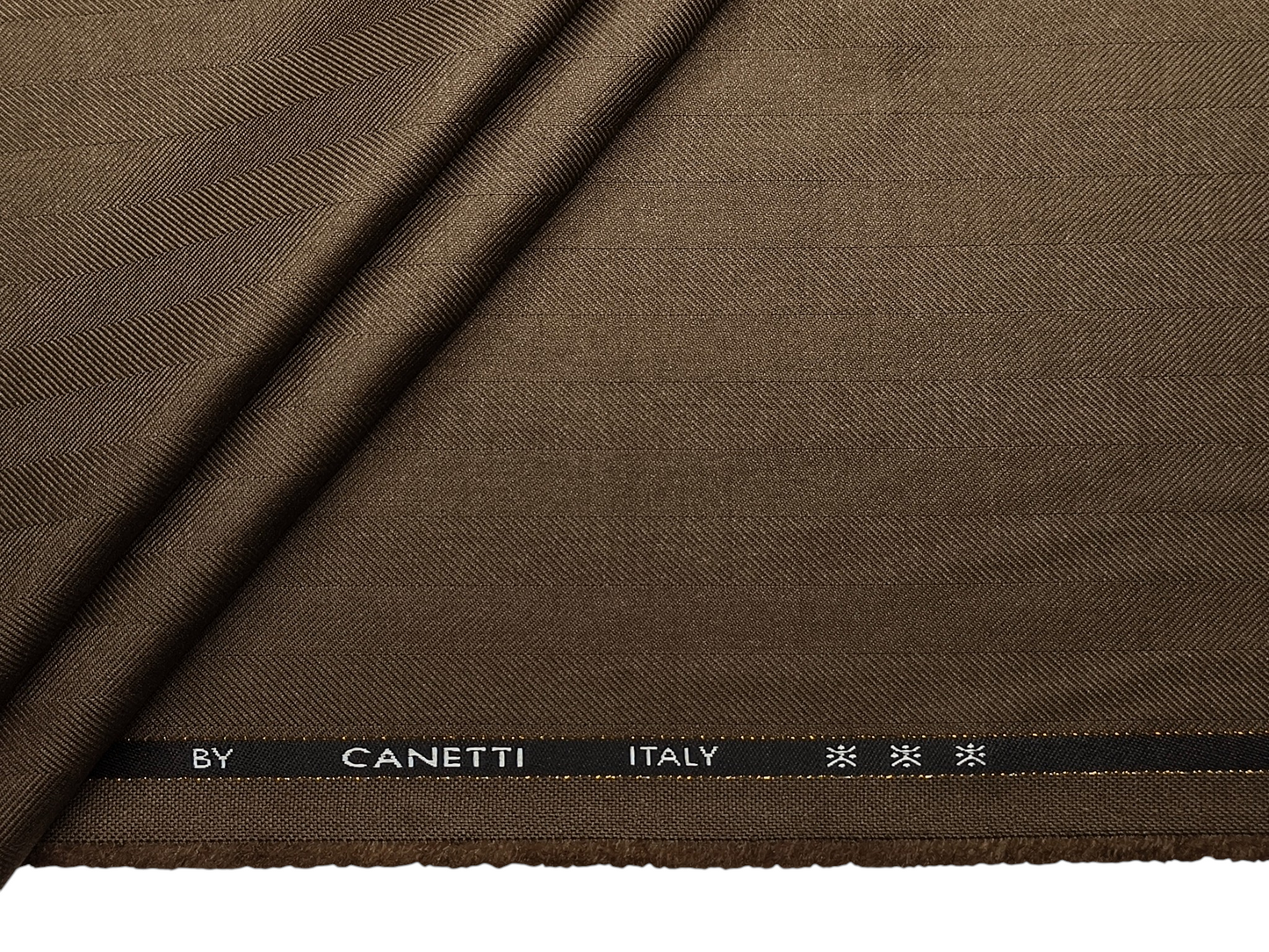 Canetti Italy Premium TR Suiting Fabric (Camel Brown, Herringbone)
