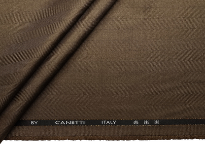 Canetti Italy Premium TR Suiting Fabric (Camel Brown, Herringbone)