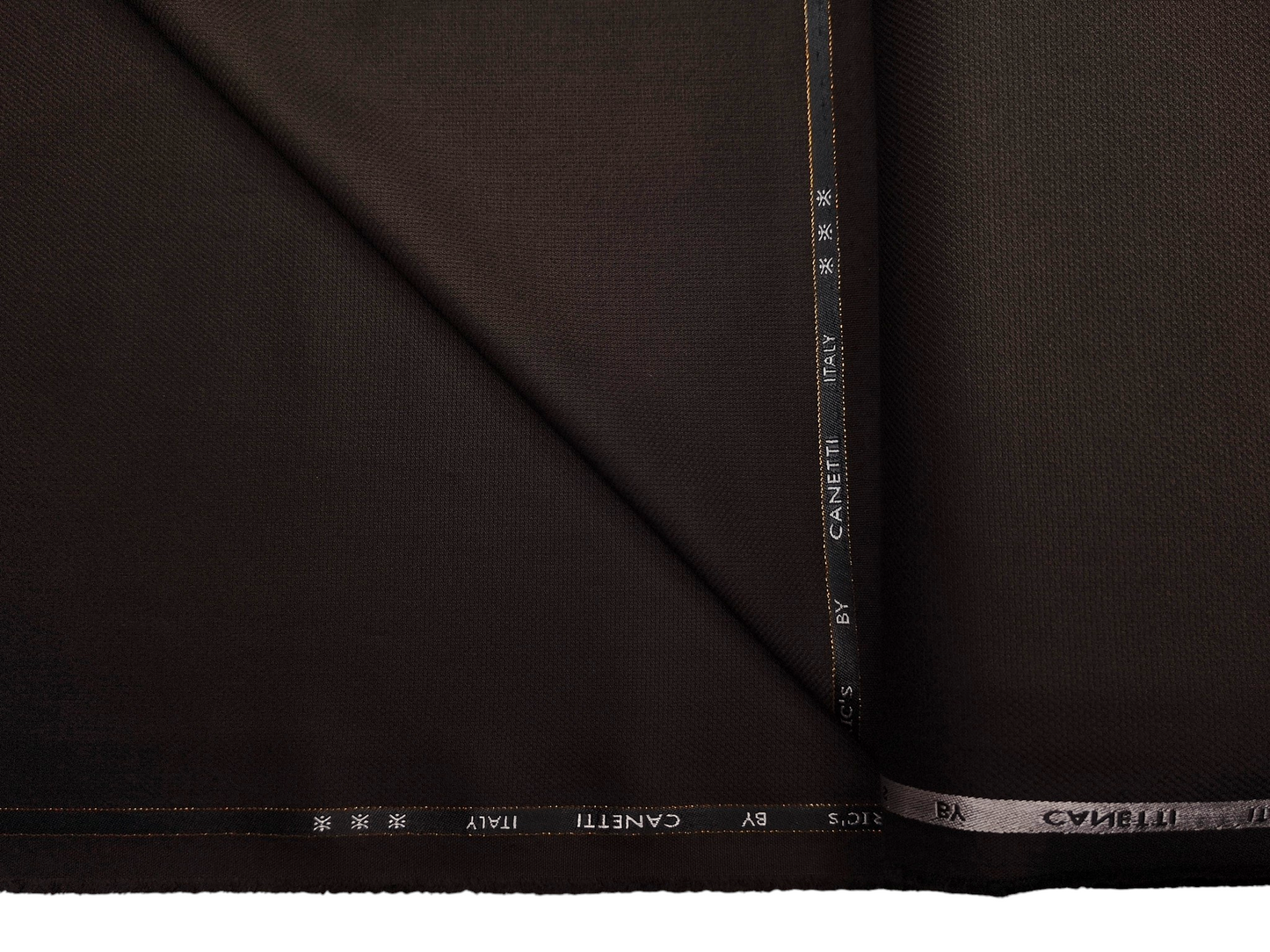 Canetti Italy Premium TR Stretched Suiting Fabric (Dark Brown, Self Textured)