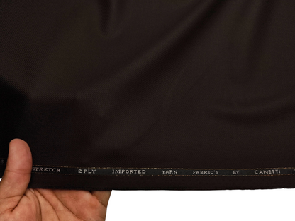 Canetti Italy Premium TR Stretched Suiting Fabric (Dark Brown, Self Textured)