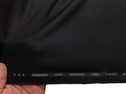 Canetti Italy Premium TR Suiting Fabric (Black, Self Checks)