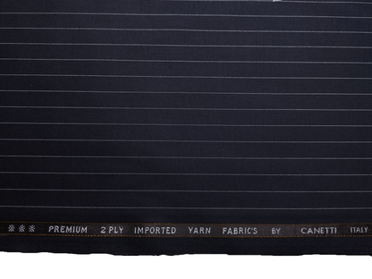 Canetti Italy Premium TR Suiting Fabric (Dark Navy Blue, Striped)