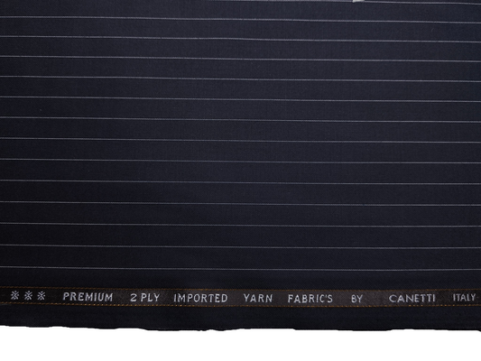 Canetti Italy Premium TR Suiting Fabric (Dark Navy Blue, Striped)