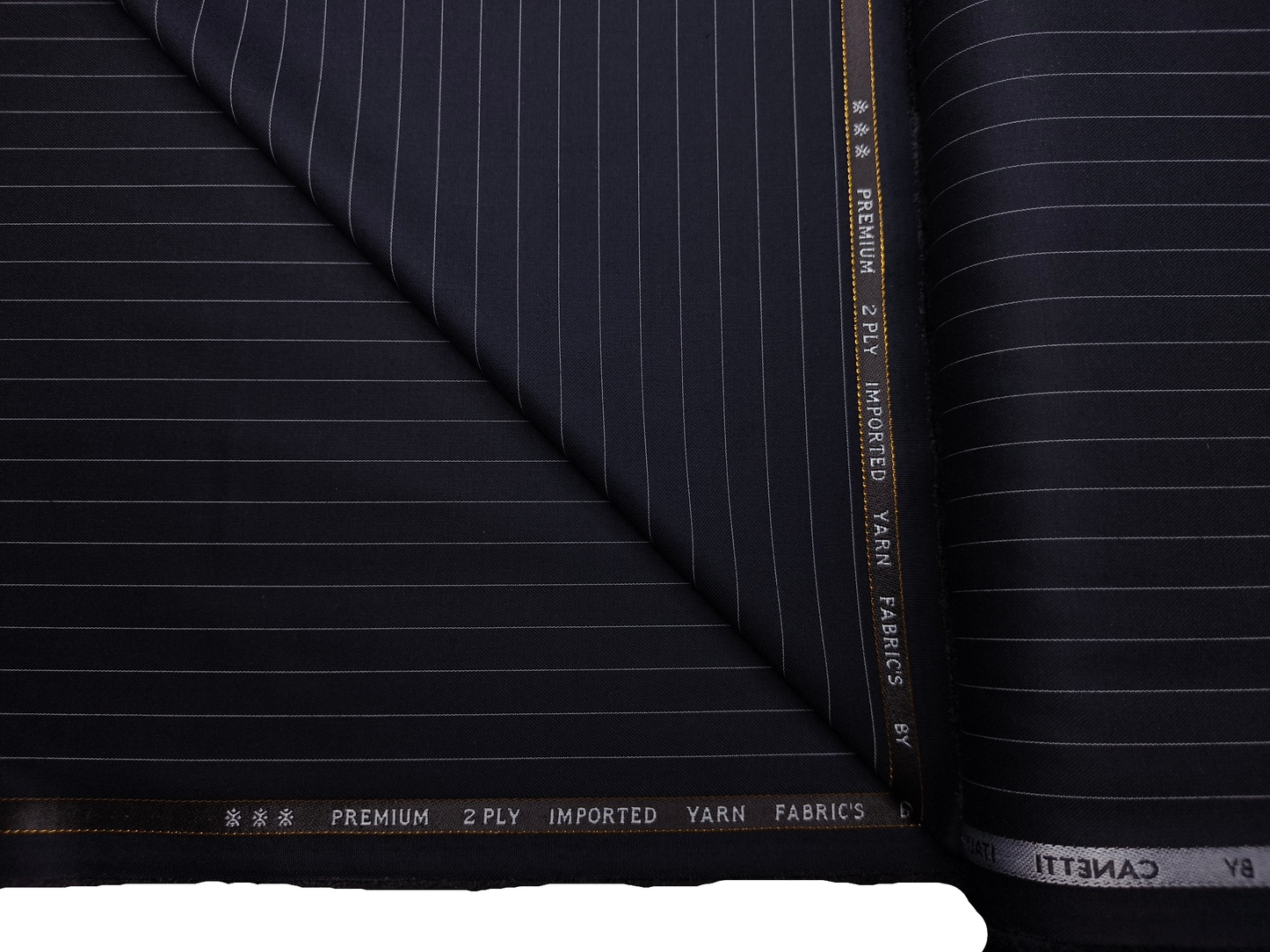 Canetti Italy Premium TR Suiting Fabric (Dark Navy Blue, Striped)