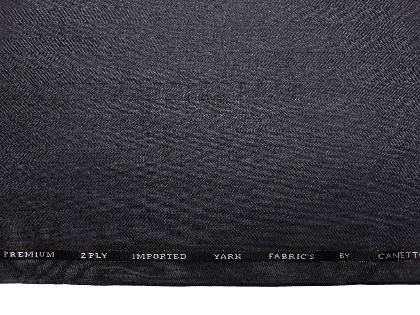 Canetti Italy Premium TR Suiting Fabric (Dark Grey, Herringbone)