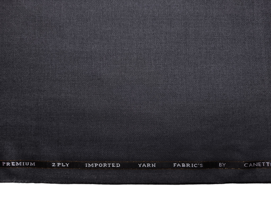 Canetti Italy Premium TR Suiting Fabric (Dark Grey, Herringbone)