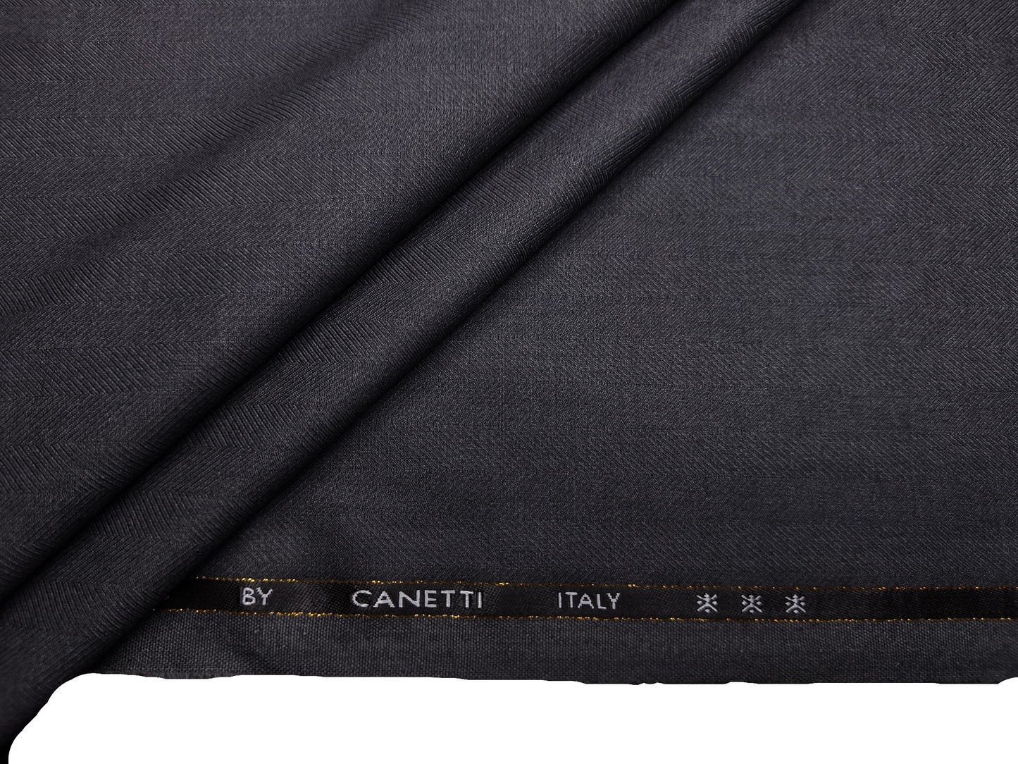 Canetti Italy Premium TR Suiting Fabric (Dark Grey, Herringbone)