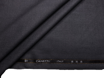 Canetti Italy Premium TR Suiting Fabric (Dark Grey, Herringbone)