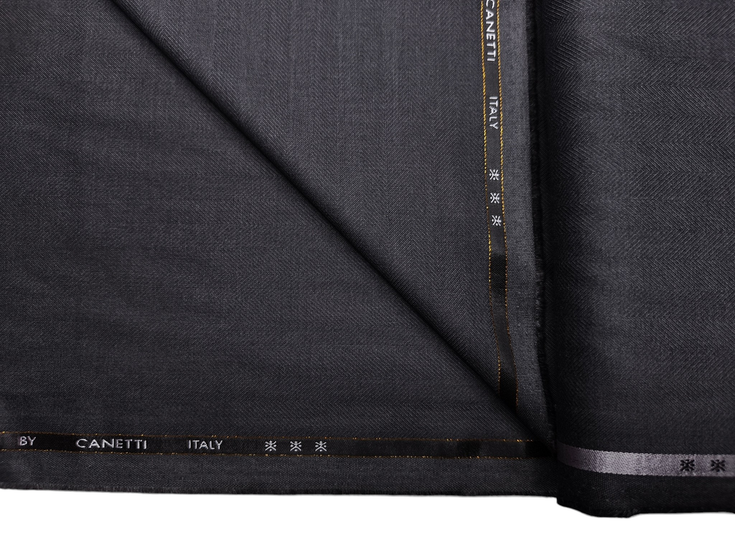 Canetti Italy Premium TR Suiting Fabric (Dark Grey, Herringbone)