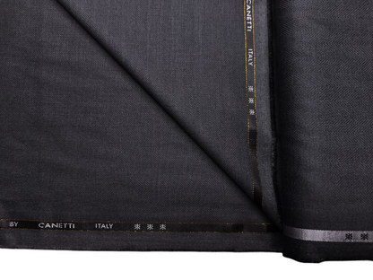 Canetti Italy Premium TR Suiting Fabric (Dark Grey, Herringbone)