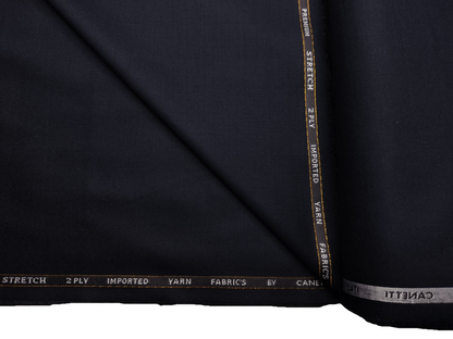 Canetti Italy Premium TR Stretched Suiting Fabric (Dark Blue, Plain)