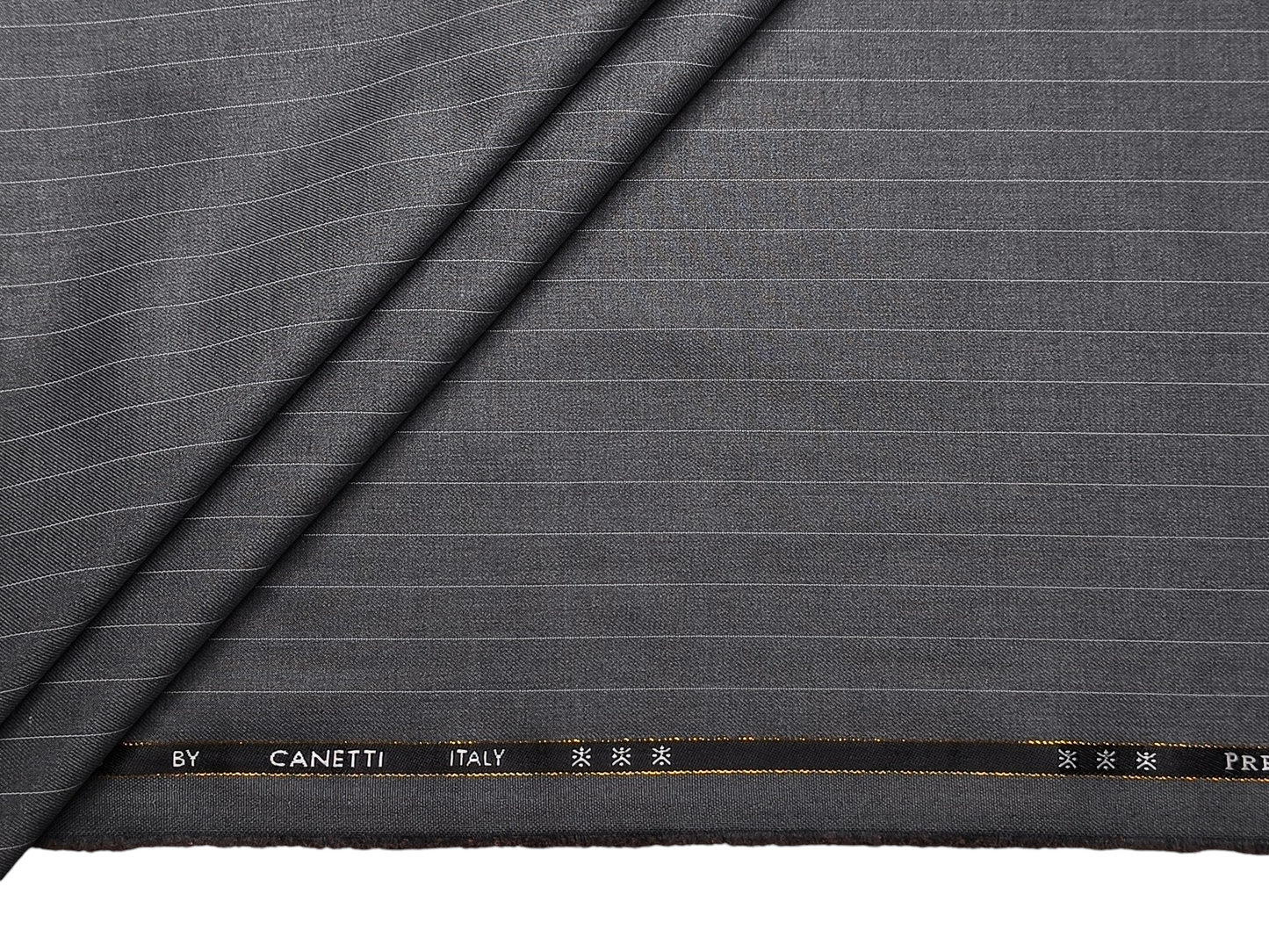 Canetti Italy Premium TR Suiting Fabric (Grey Melange, Pinstripes)