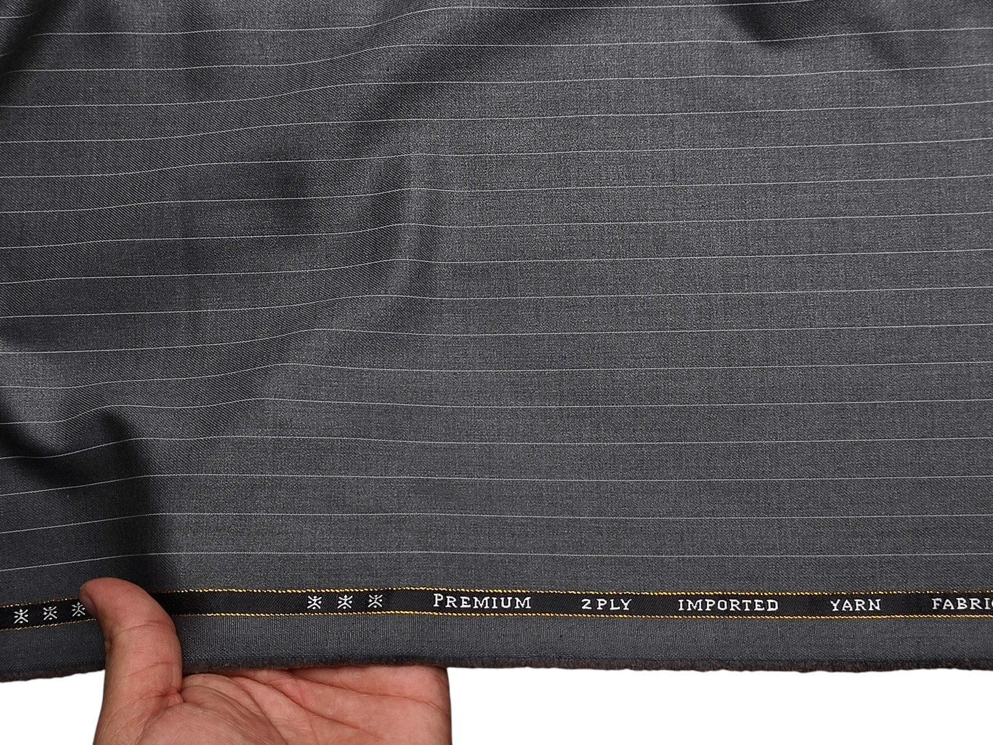 Canetti Italy Premium TR Suiting Fabric (Grey Melange, Pinstripes)