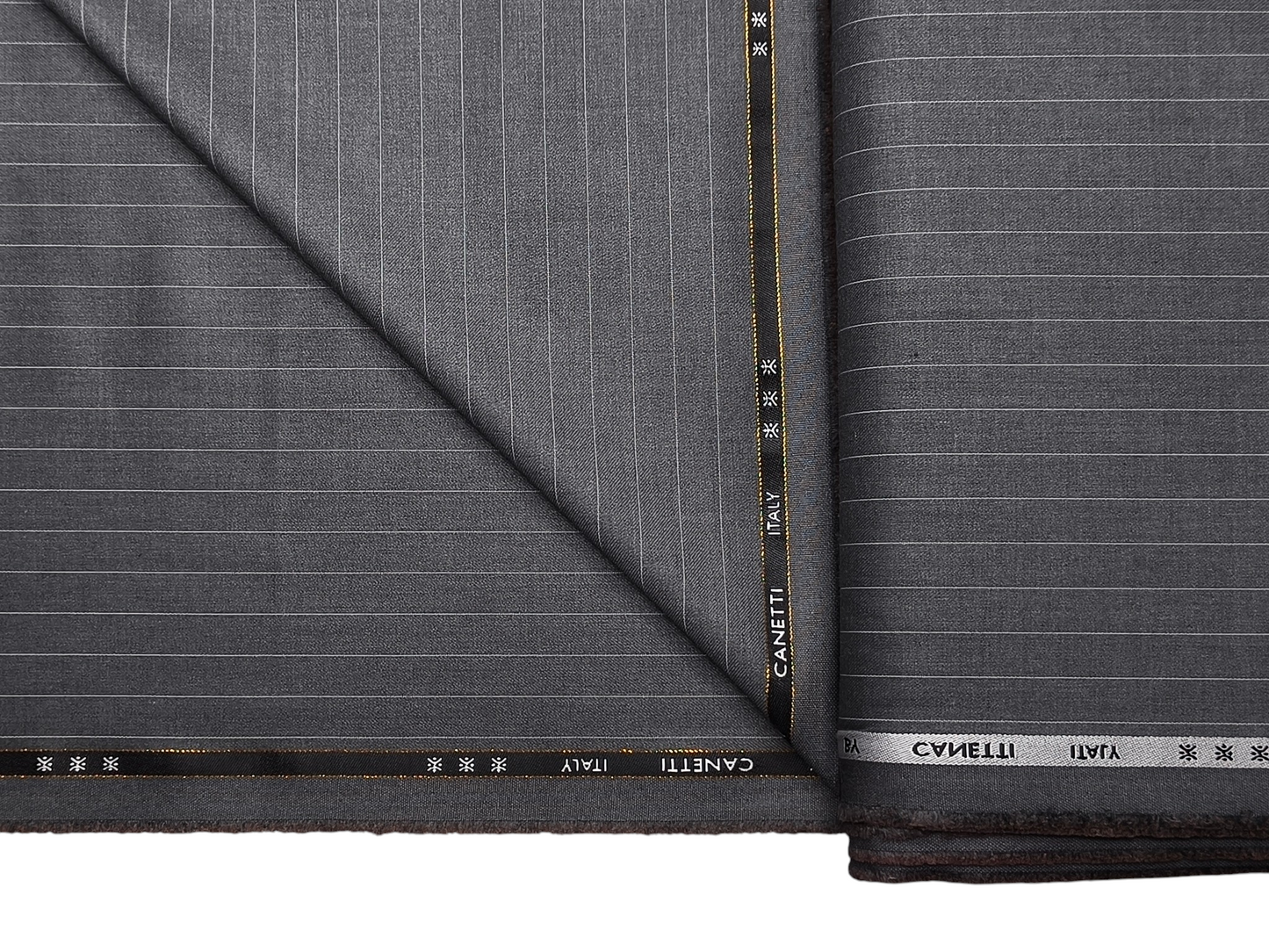 Canetti Italy Premium TR Suiting Fabric (Grey Melange, Pinstripes)