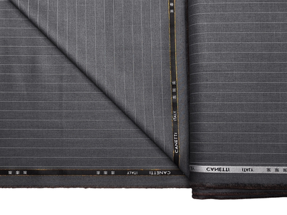 Canetti Italy Premium TR Suiting Fabric (Grey Melange, Pinstripes)
