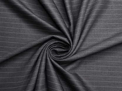 Canetti Italy Premium TR Suiting Fabric (Grey Melange, Pinstripes)