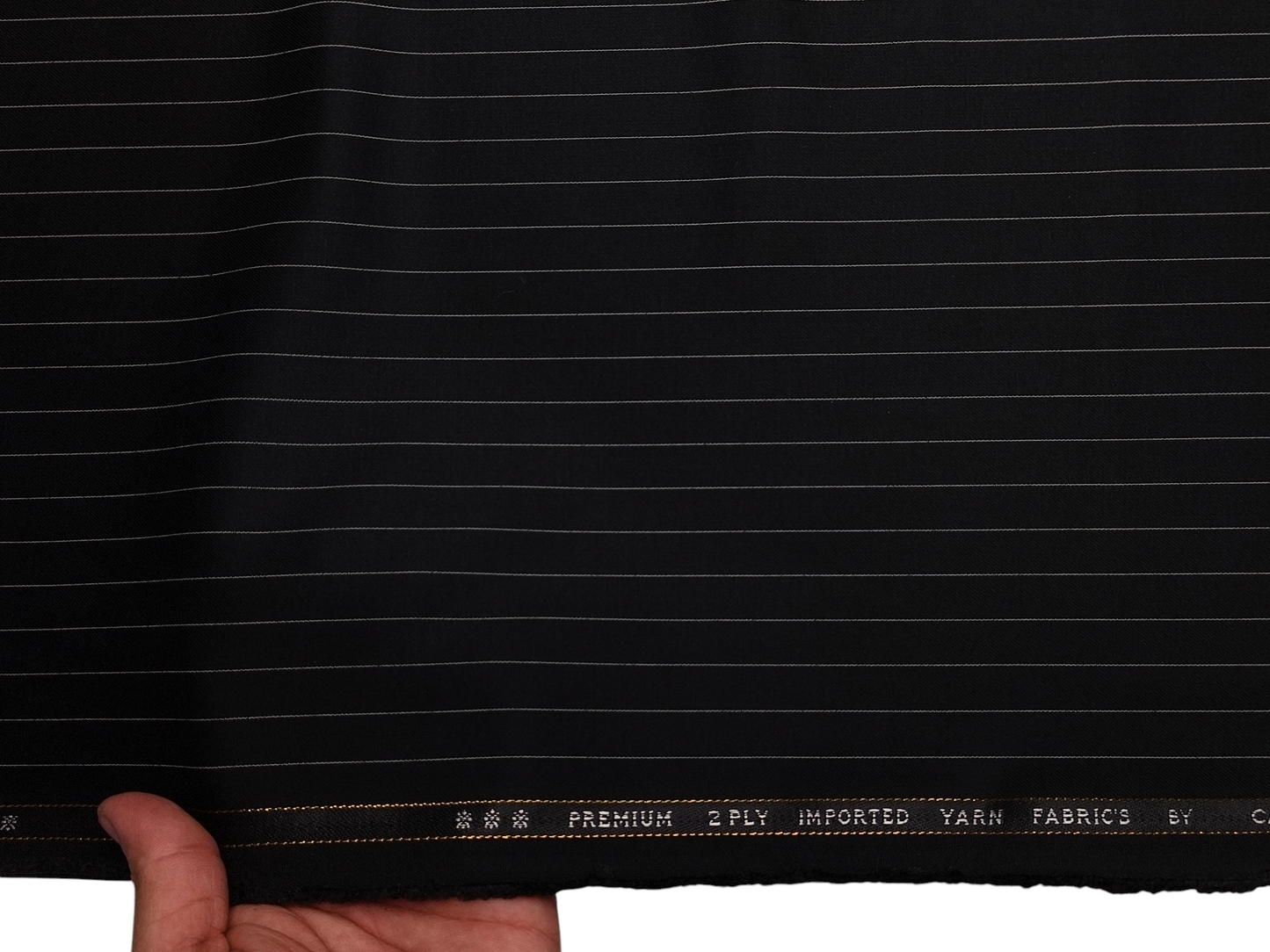 Canetti Italy Premium TR Suiting Fabric (Black, Pinstripes)