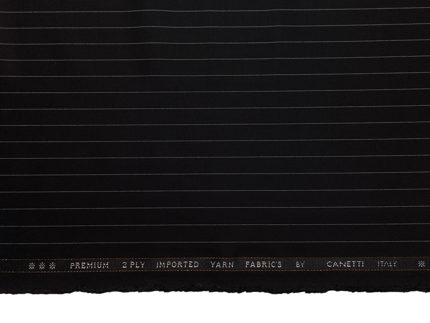 Canetti Italy Premium TR Suiting Fabric (Black, Pinstripes)