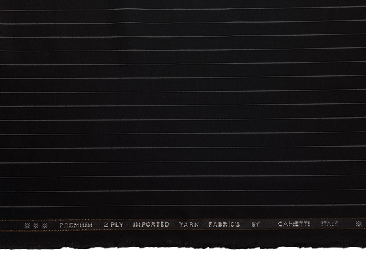 Canetti Italy Premium TR Suiting Fabric (Black, Pinstripes)