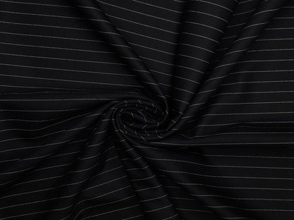 Canetti Italy Premium TR Suiting Fabric (Black, Pinstripes)