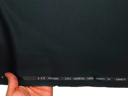 Canetti Italy Premium TR Suiting Fabric (Dark Green, Self Textured)